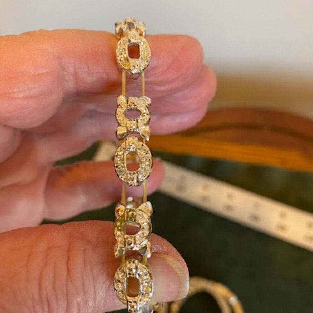 4 Natasha Rhinestone Infinity Stack Bracelets - Gold tone - Picture 6 of 9